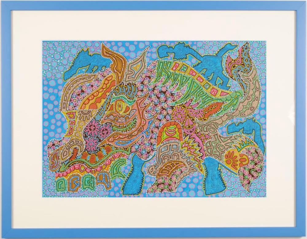 現代美術 日本画 ミクストメディア 絵 F3 ［羽ばたく空、雲の想い